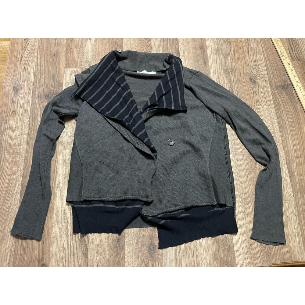 Laurie B. Sweater, Women's Size Medium, Green Black, Long Sleeve, Button up